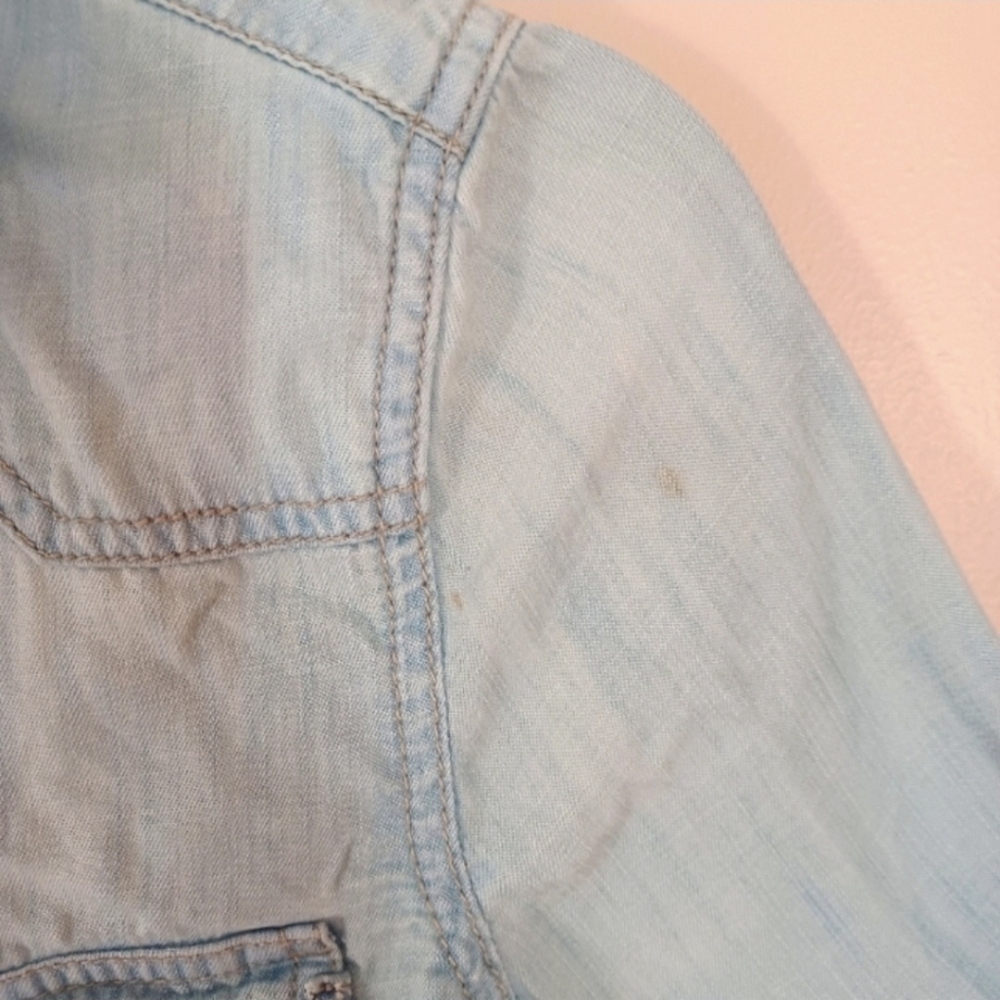 American Eagle Women's Denim Pearl Snap Button Down XS - Picture 7 of 7